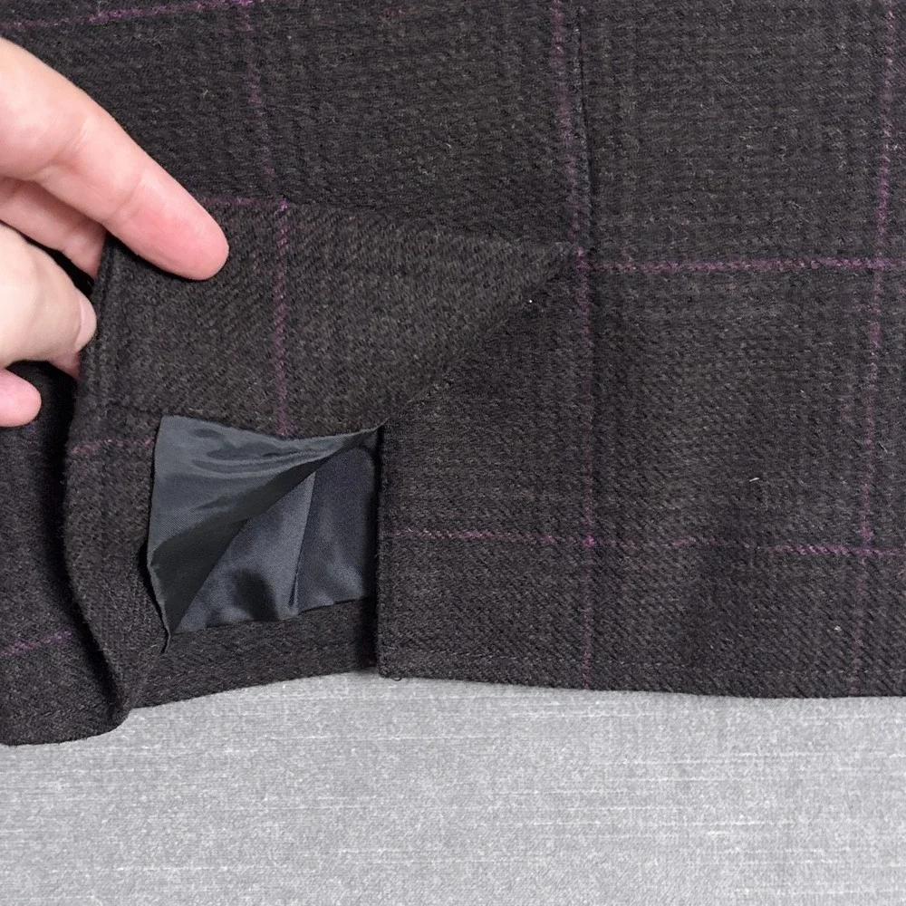 Vintage Levis Blazer S Gray Purple Plaid Wool Blend‎ Elbow Patch Preppy 90s y2k
